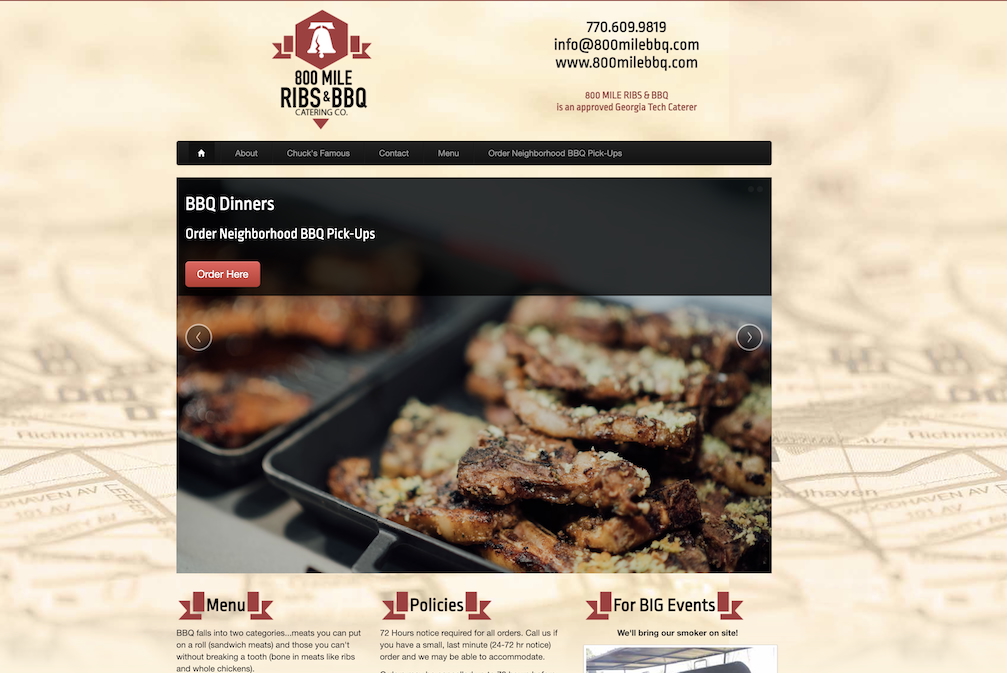 Portfolio screenshot of 800 Mile BBQ