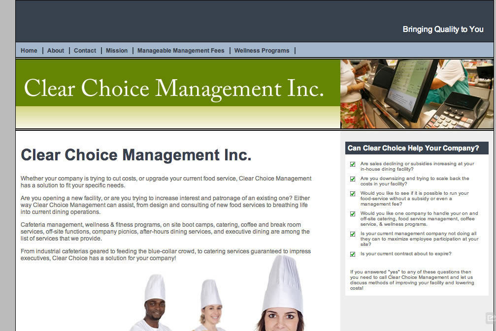 Portfolio screenshot of Clear Choice Management Inc.