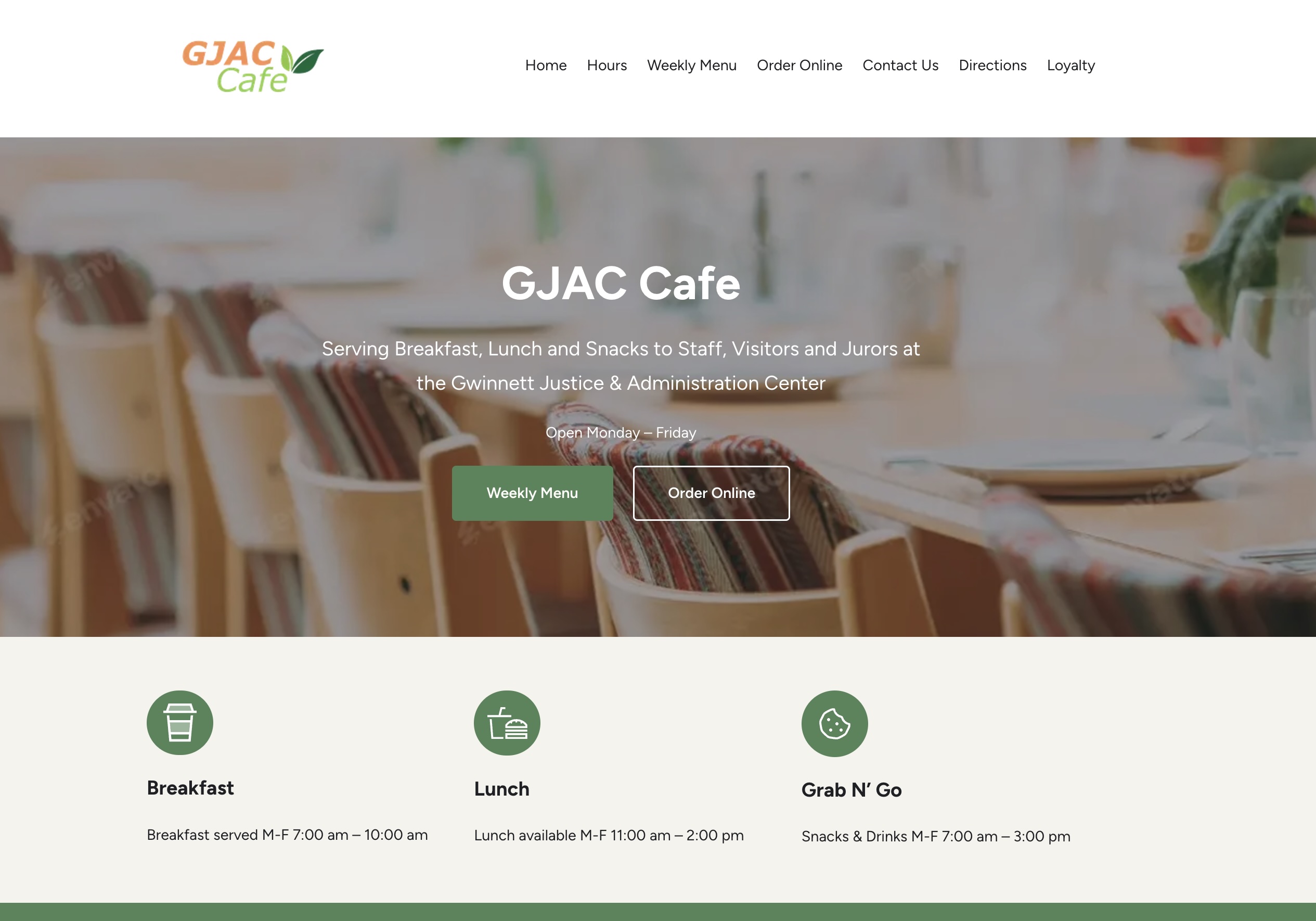 Portfolio screenshot of GJAC Cafe