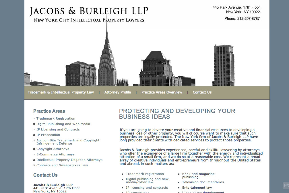 Portfolio screenshot of Jacobs & Burleigh LLP